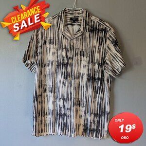 Banana Republic black-tan short sleeve men button down shirt large standard fit